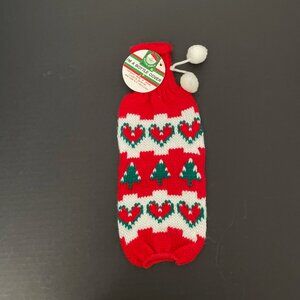 Vintage Kurt Adler Fabric Bottle Cover Santa's World Hearts & Christmas Trees